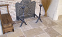 "DALLE de RHONE" W/ WROUGHT IRON LOUIS XVI FIRE BACKING